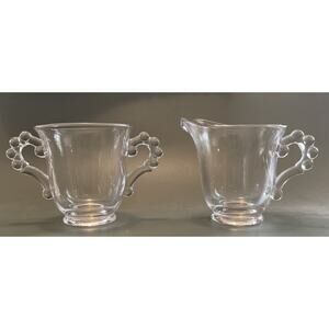 Set of 2 Imperial Candlewick 2 3/4" High Cream & Sugar Clear Beads